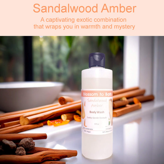 Sandalwood Amber Body Wash (8 Ounce) - Phthalate Free Fragrance