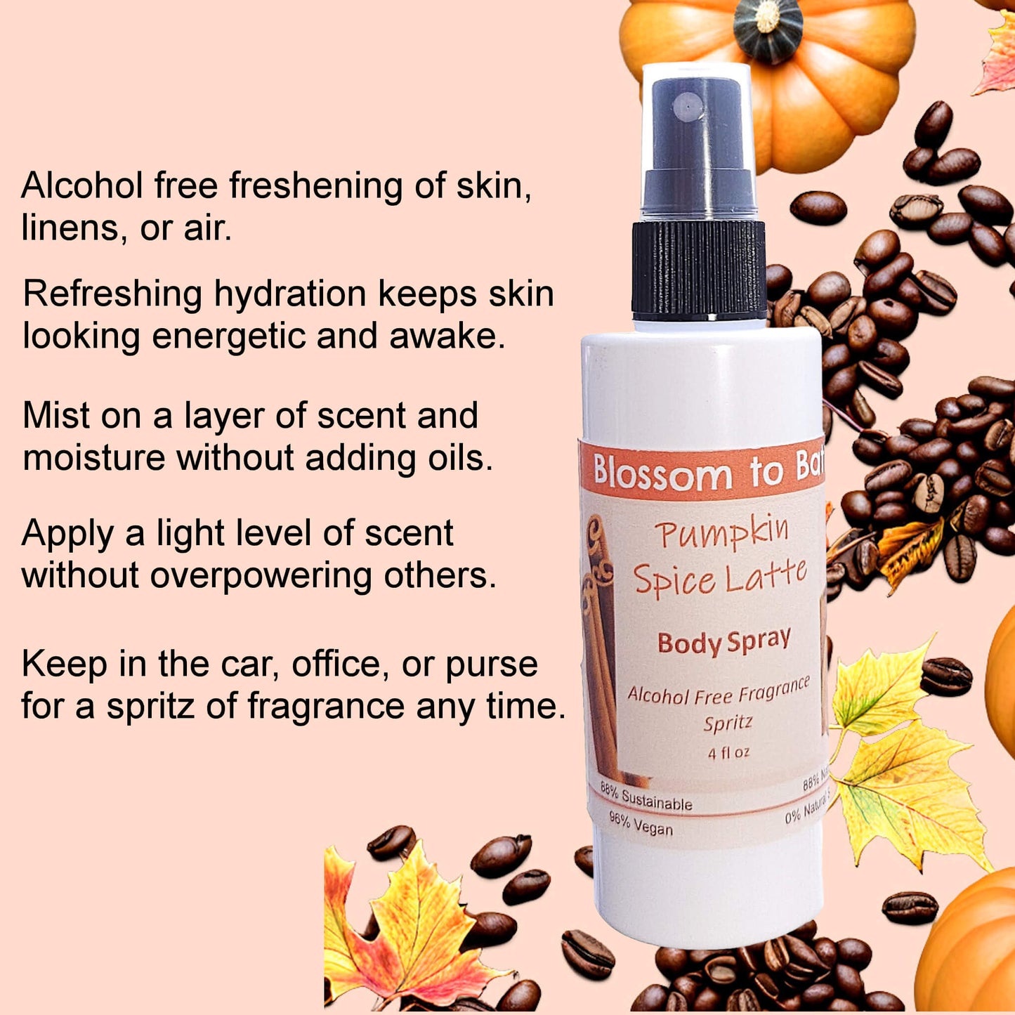 Pumpkin Spice Latte Body Spray (4 Ounce) - Phthalate Free Fragrance