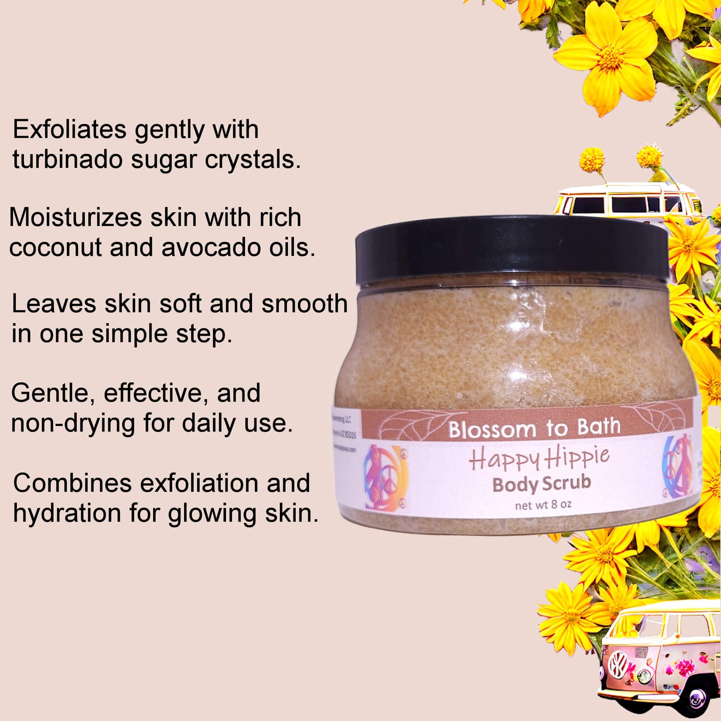 Happy Hippie Body Scrub (8 Ounce) - Pure Essential Oil Fragrance