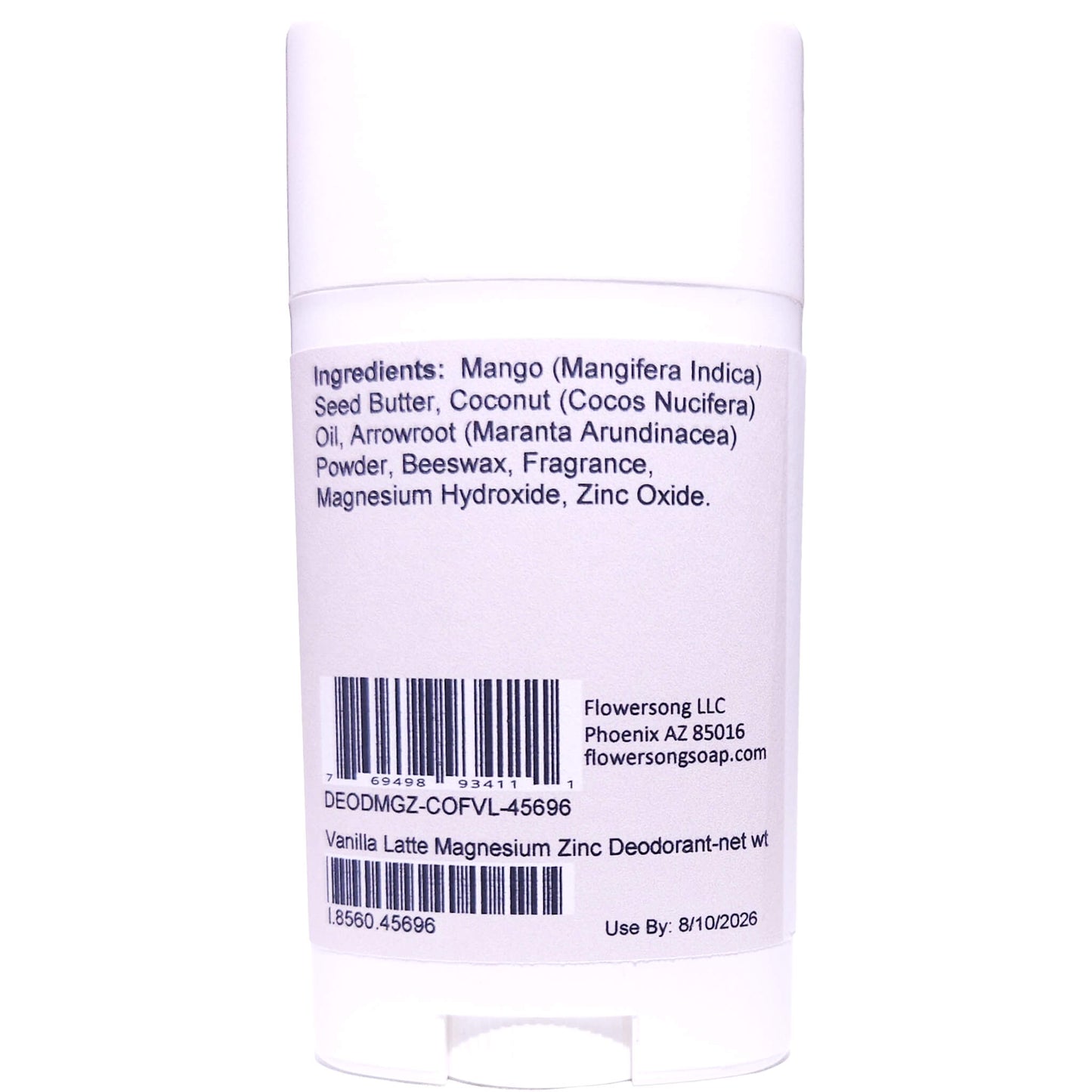 Vanilla Latte Magnesium Zinc Deodorant (2.7 ounce) - Phthalate Free Fragrance