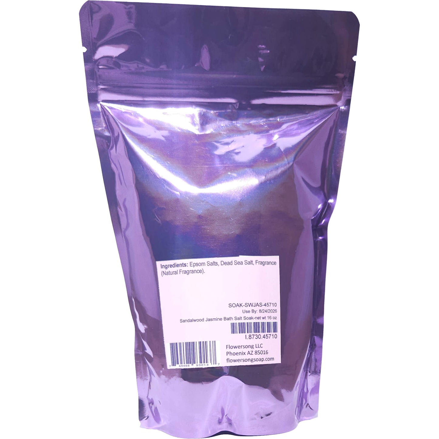 Sandalwood Jasmine Bath Salt Soak (16 ounce) - Natural Fragrance