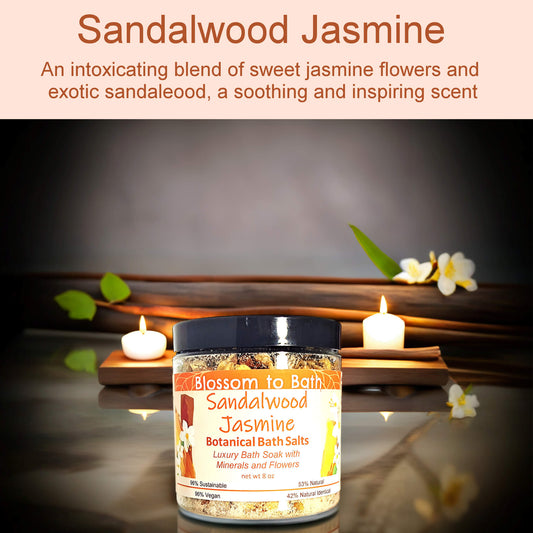 Sandalwood Jasmine Botanical Bath Salts (8 ounce) - Natural Fragrance