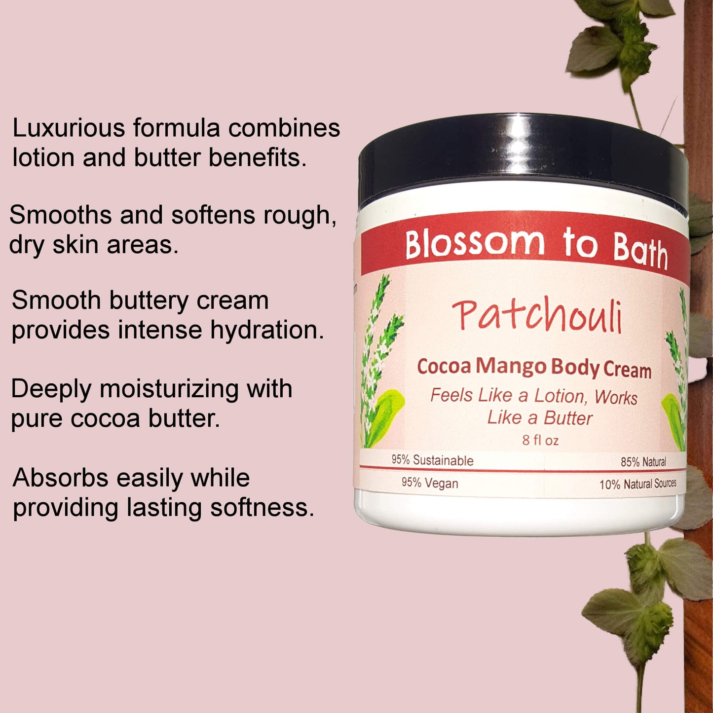 Patchouli Cocoa Mango Body Cream (8 Ounce) - Pure Essential Oil Fragrance