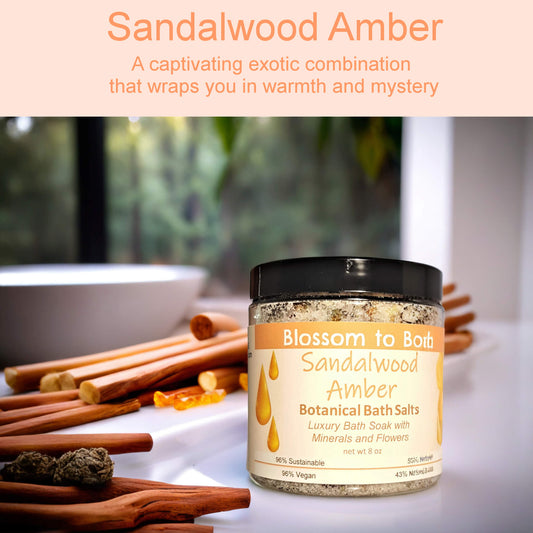 Sandalwood Amber Botanical Bath Salts (8 ounce) - Phthalate Free Fragrance