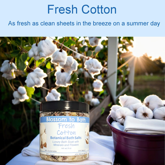 Fresh Cotton Botanical Bath Salts (8 ounce) - Phthalate Free Fragrance