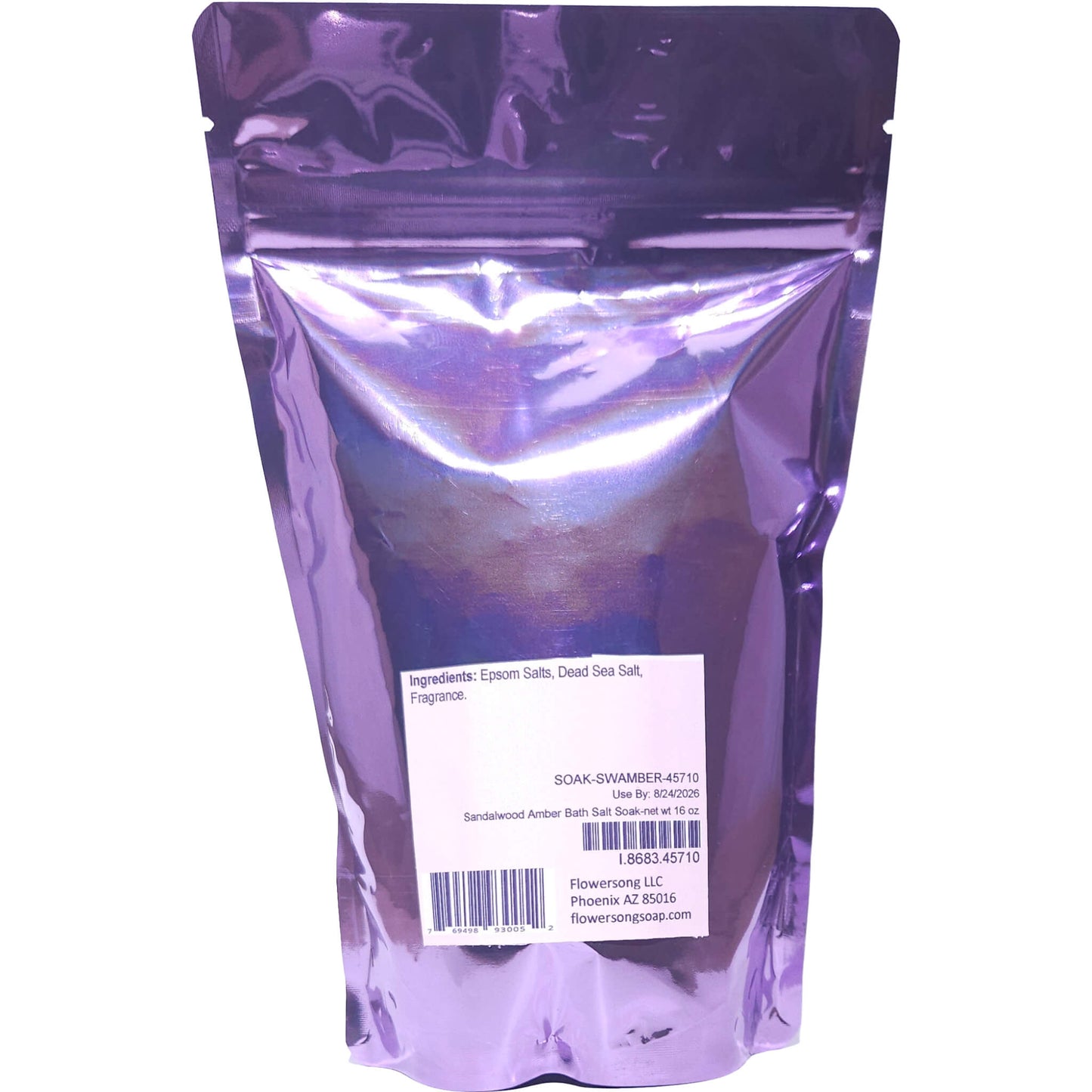 Sandalwood Amber Bath Salt Soak (16 ounce) - Phthalate Free Fragrance