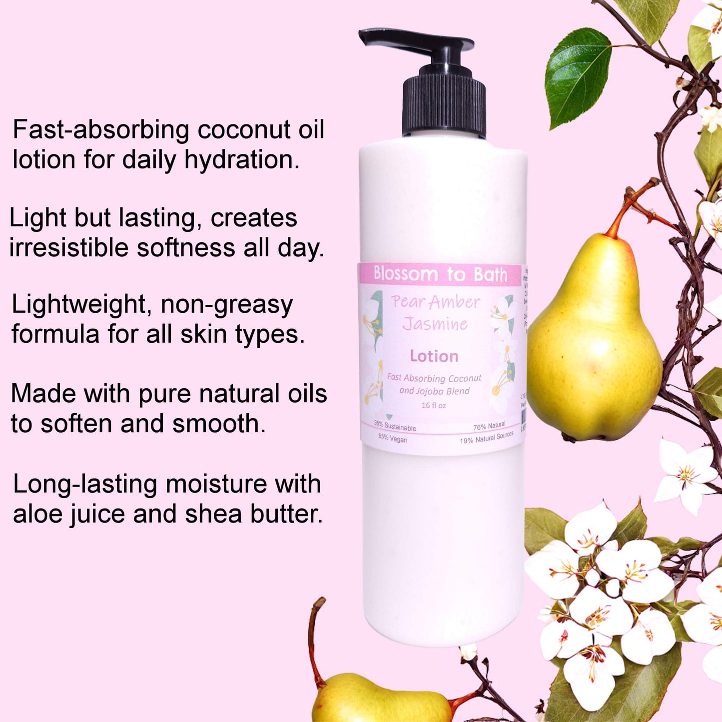 Pear Amber Jasmine Lotion (16 ounce) - Phthalate Free Fragrance