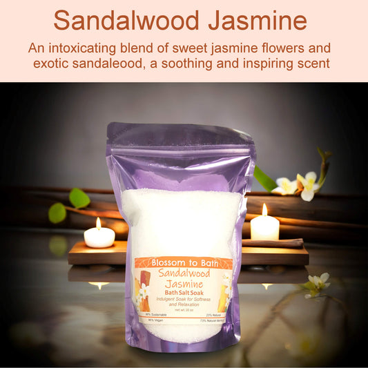 Sandalwood Jasmine Bath Salt Soak (16 ounce) - Natural Fragrance