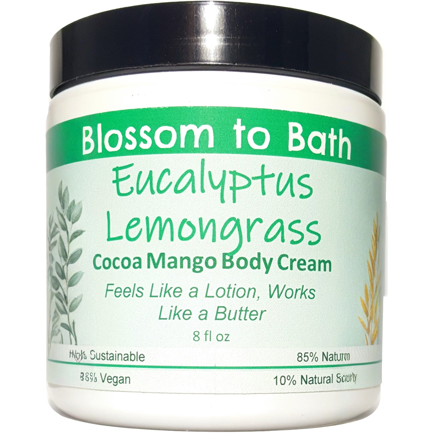 Eucalyptus Lemongrass Cocoa Mango Body Cream (8 Ounce) - Pure Essential Oil Fragrance