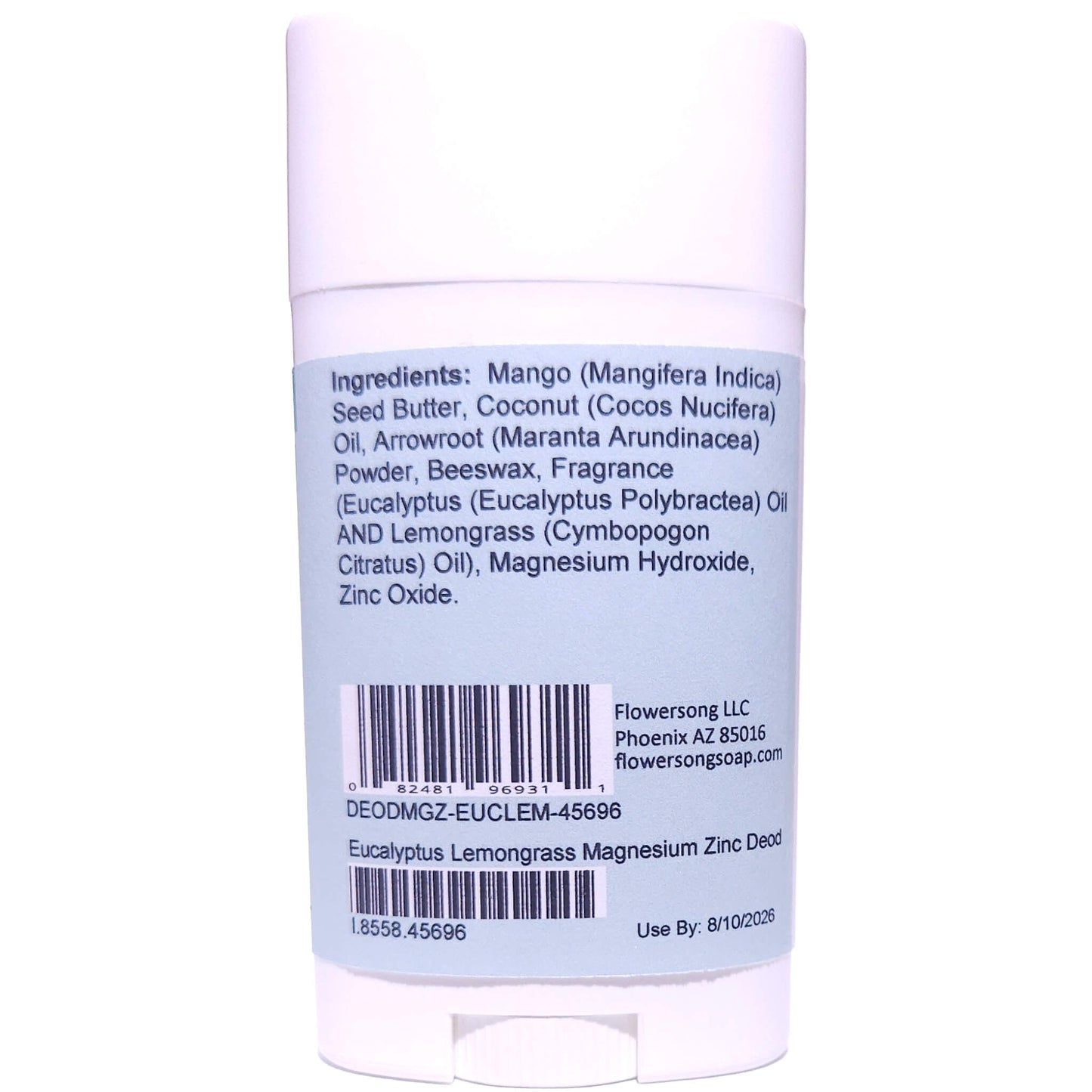 Eucalyptus Lemongrass Magnesium Zinc Deodorant (2.7 ounce) - Pure Essential Oil Fragrance