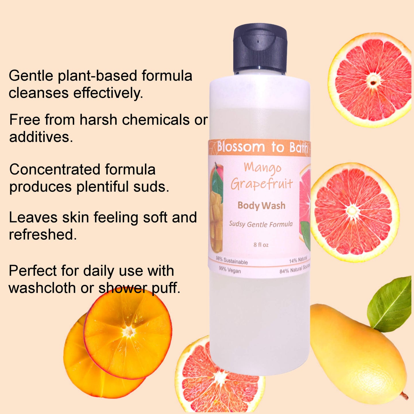 Mango Grapefruit Body Wash (8 Ounce) - Natural Fragrance