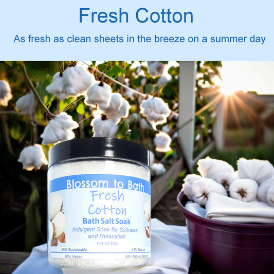Fresh Cotton Bath Salt Soak (8 ounce) - Phthalate Free Fragrance