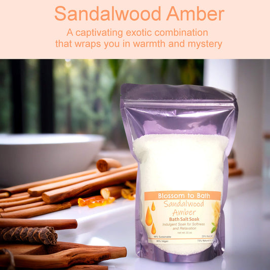 Sandalwood Amber Bath Salt Soak (16 ounce) - Phthalate Free Fragrance