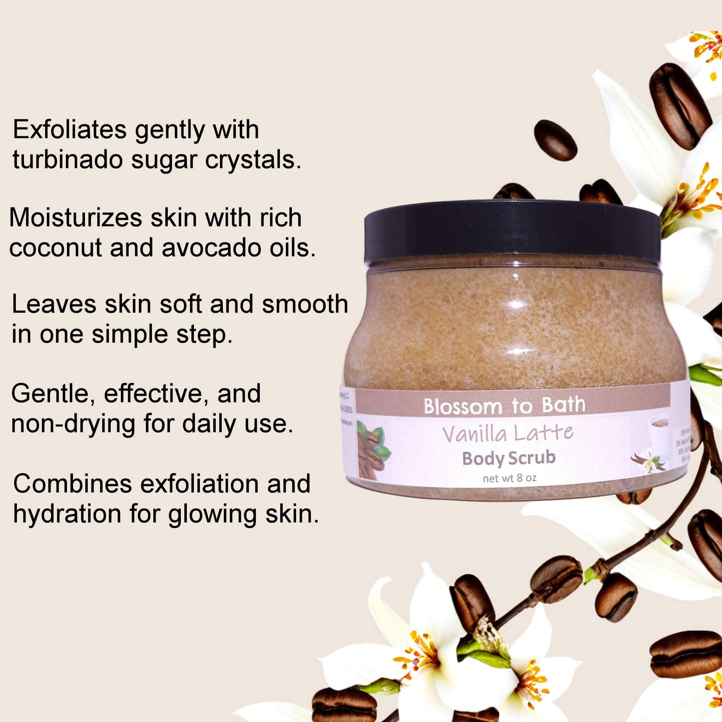 Vanilla Latte Body Scrub (8 Ounce) - Phthalate Free Fragrance