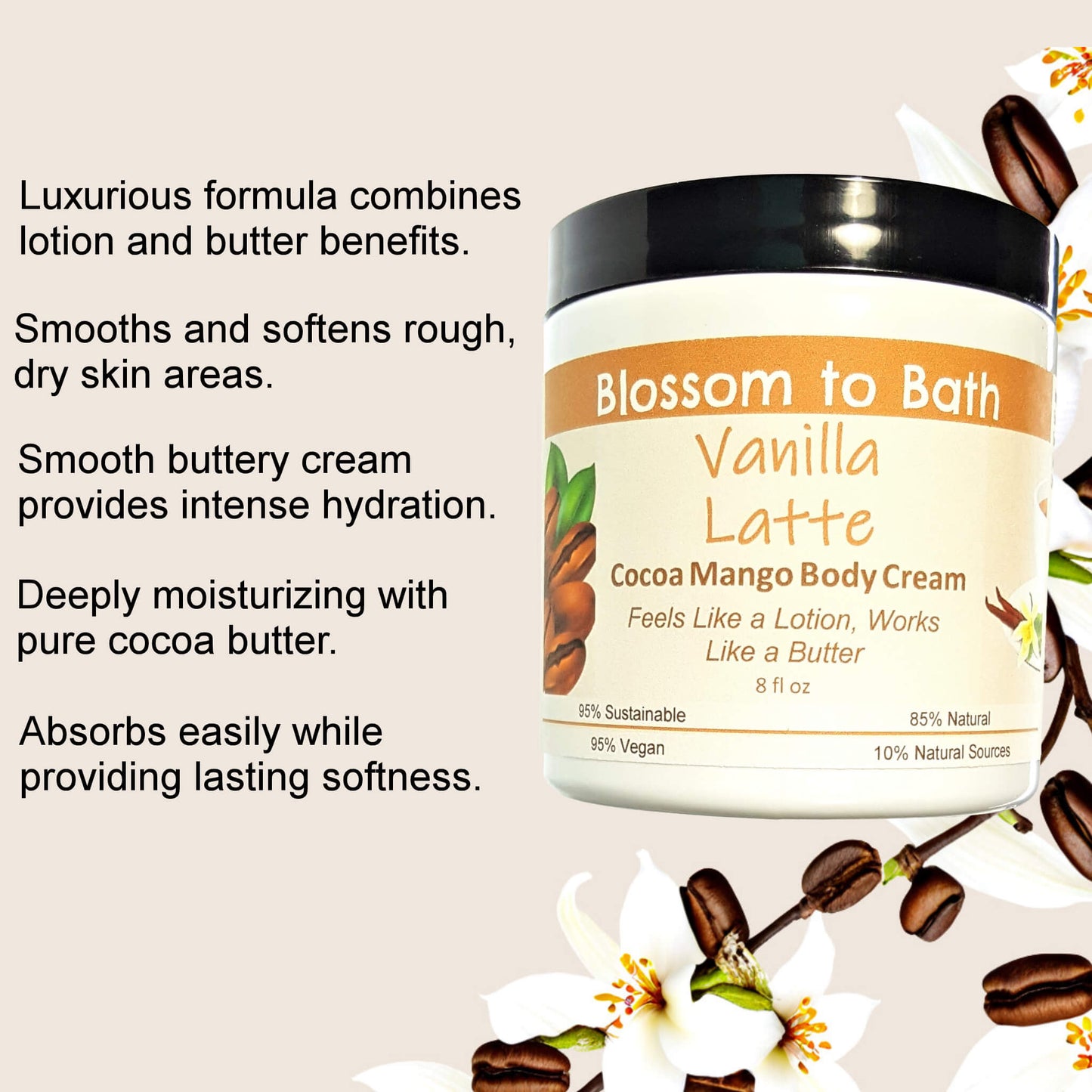 Vanilla Latte Cocoa Mango Body Cream (8 Ounce) - Phthalate Free Fragrance