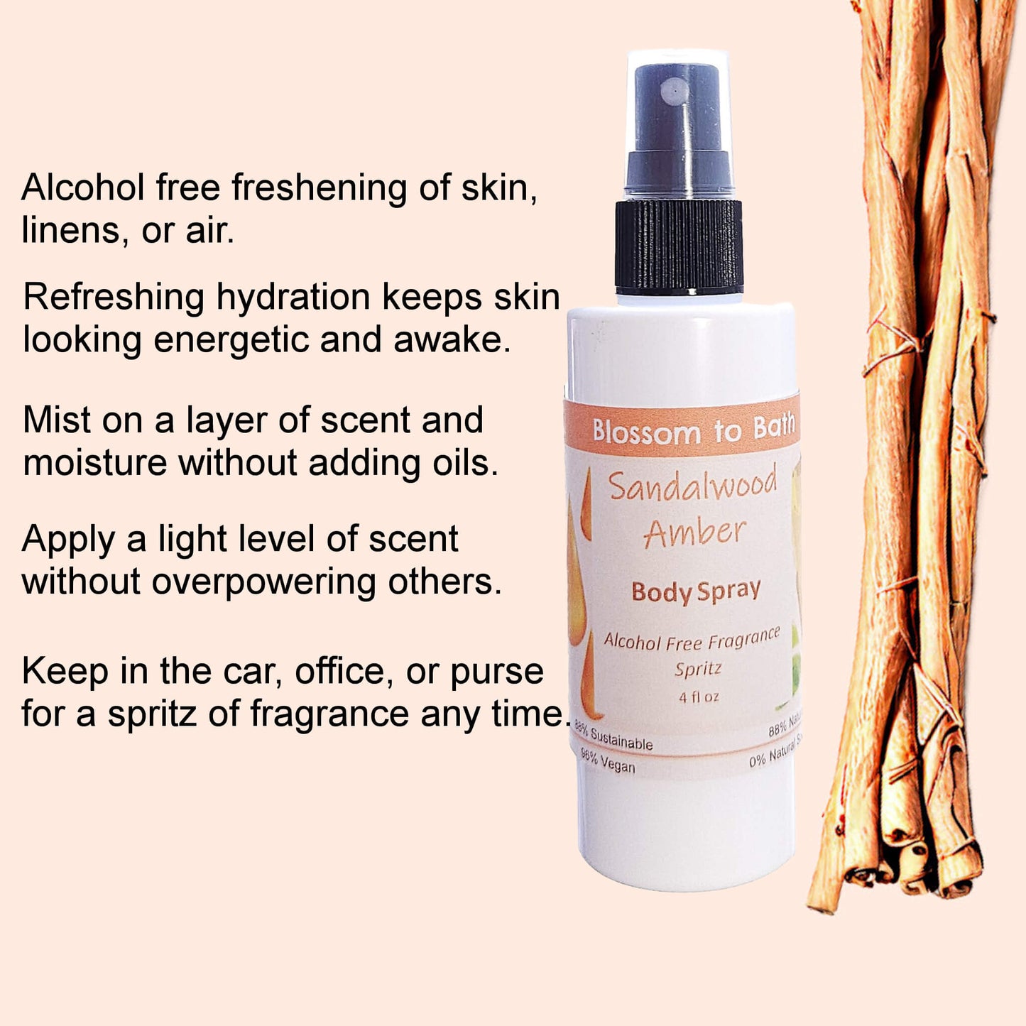 Sandalwood Amber Body Spray (4 Ounce) - Phthalate Free Fragrance