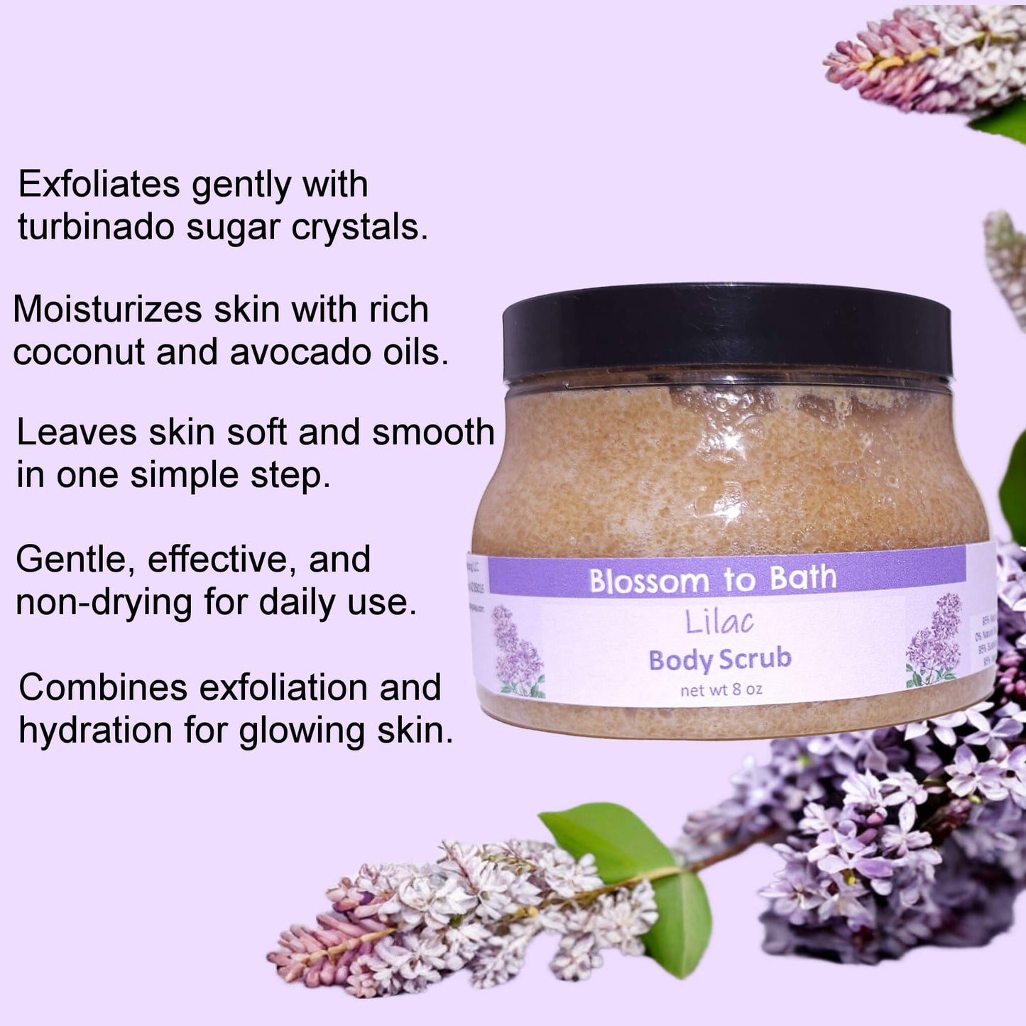 Lilac Body Scrub (8 Ounce) - Phthalate Free Fragrance
