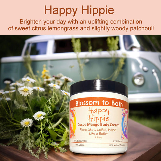 Happy Hippie Cocoa Mango Body Cream (8 Ounce) - Pure Essential Oil Fragrance