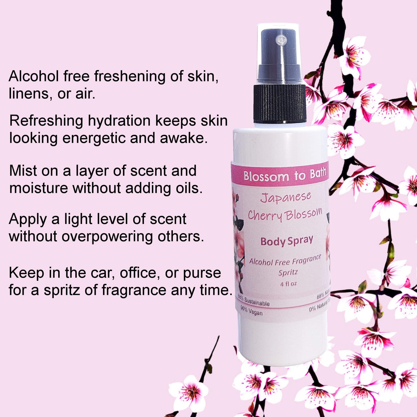 Japanese Cherry Blossom Body Spray (4 Ounce) - Phthalate Free Fragrance