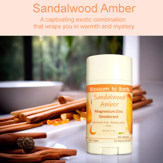 Sandalwood Amber Magnesium Zinc Deodorant (2.7 ounce) - Phthalate Free Fragrance