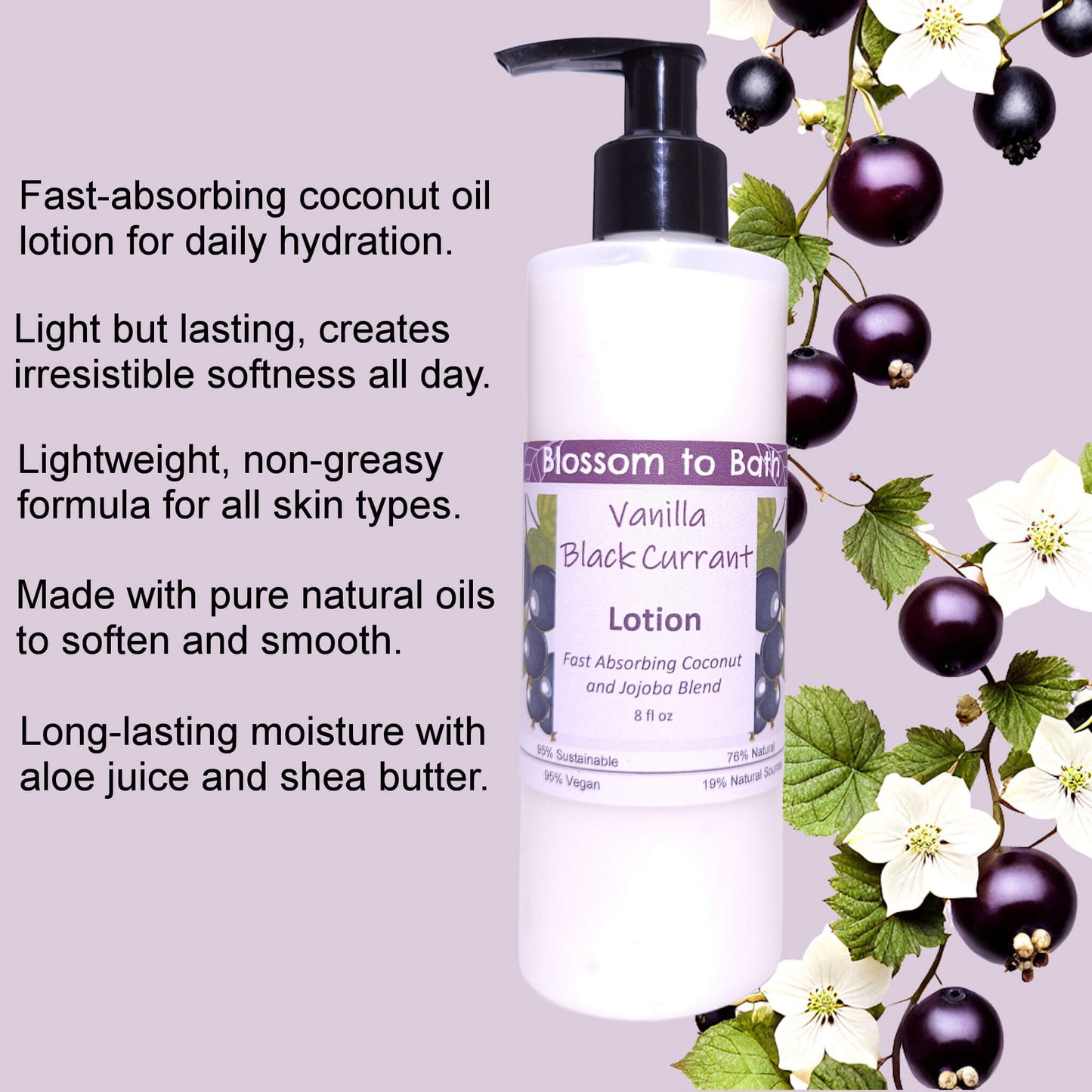 Vanilla Black Currant Lotion (8 Ounce) - Natural Fragrance