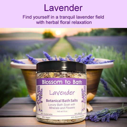 Lavender Botanical Bath Salts (8 ounce) - Pure Essential Oil Fragrance