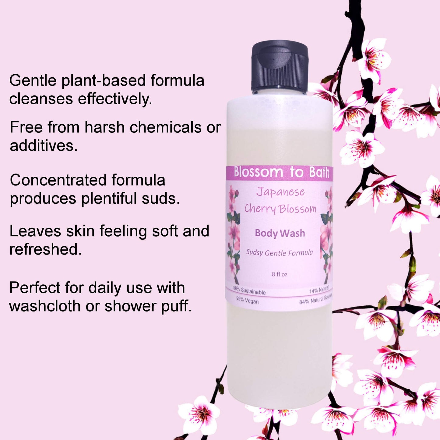 Japanese Cherry Blossom Body Wash (8 Ounce) - Phthalate Free Fragrance