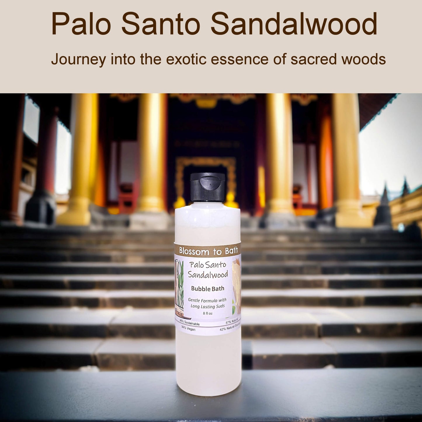 Palo Santo Sandalwood Bubble Bath (8 ounce) - Phthalate Free Fragrance