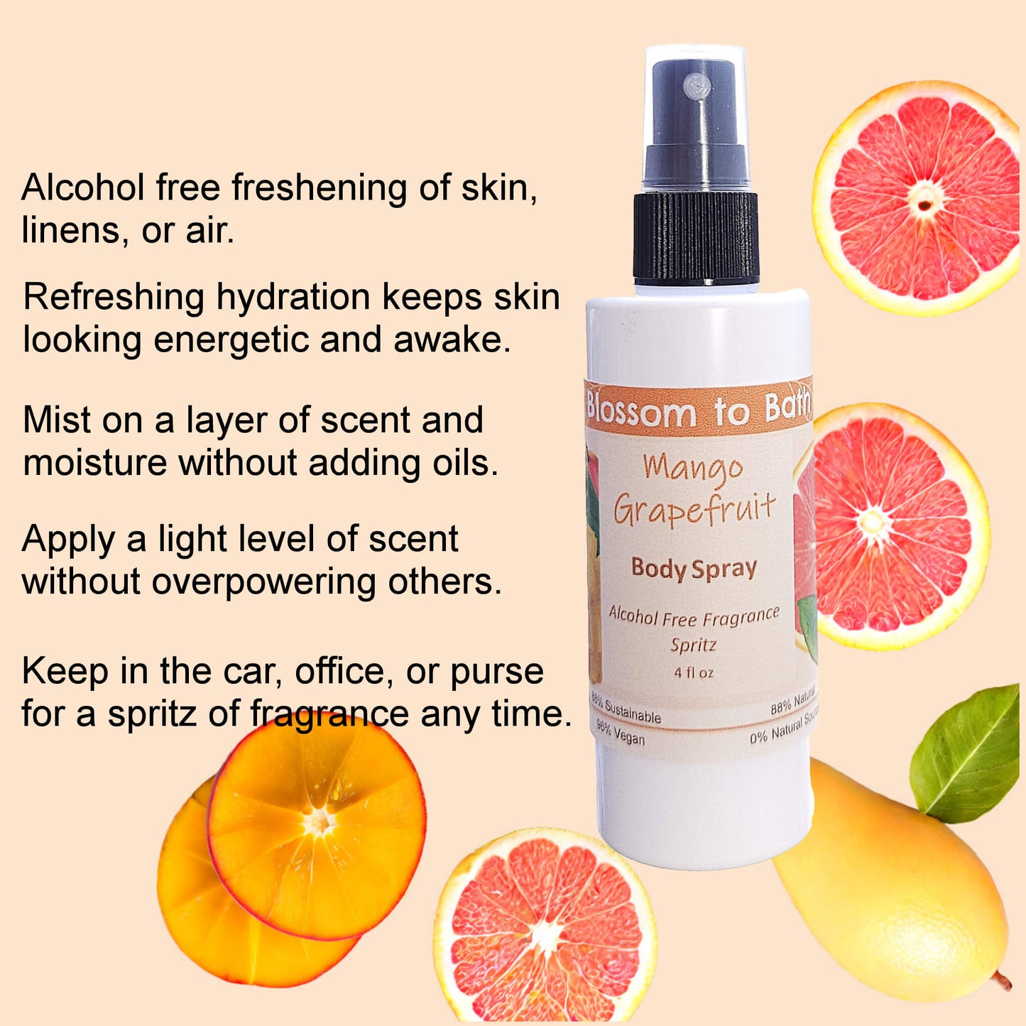 Mango Grapefruit Body Spray (4 Ounce) - Natural Fragrance