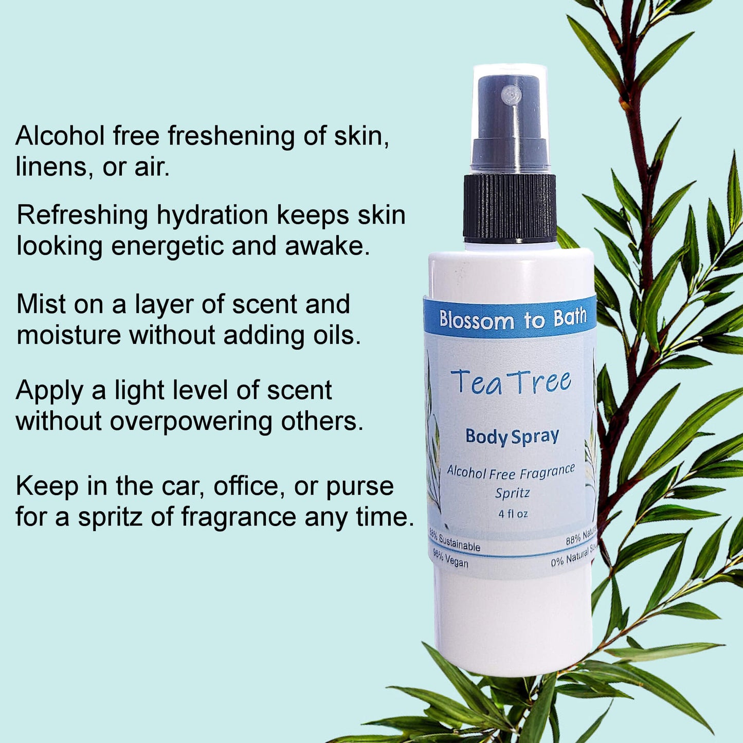Tea Tree Body Spray (4 Ounce) - Pure Essential Oil Fragrance