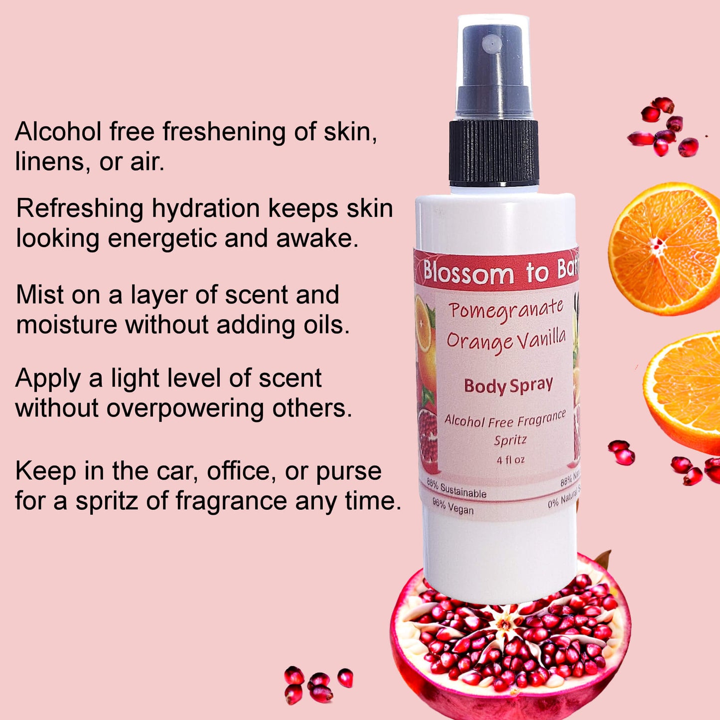 Pomegranate Orange Vanilla Body Spray (4 Ounce) - Natural Fragrance