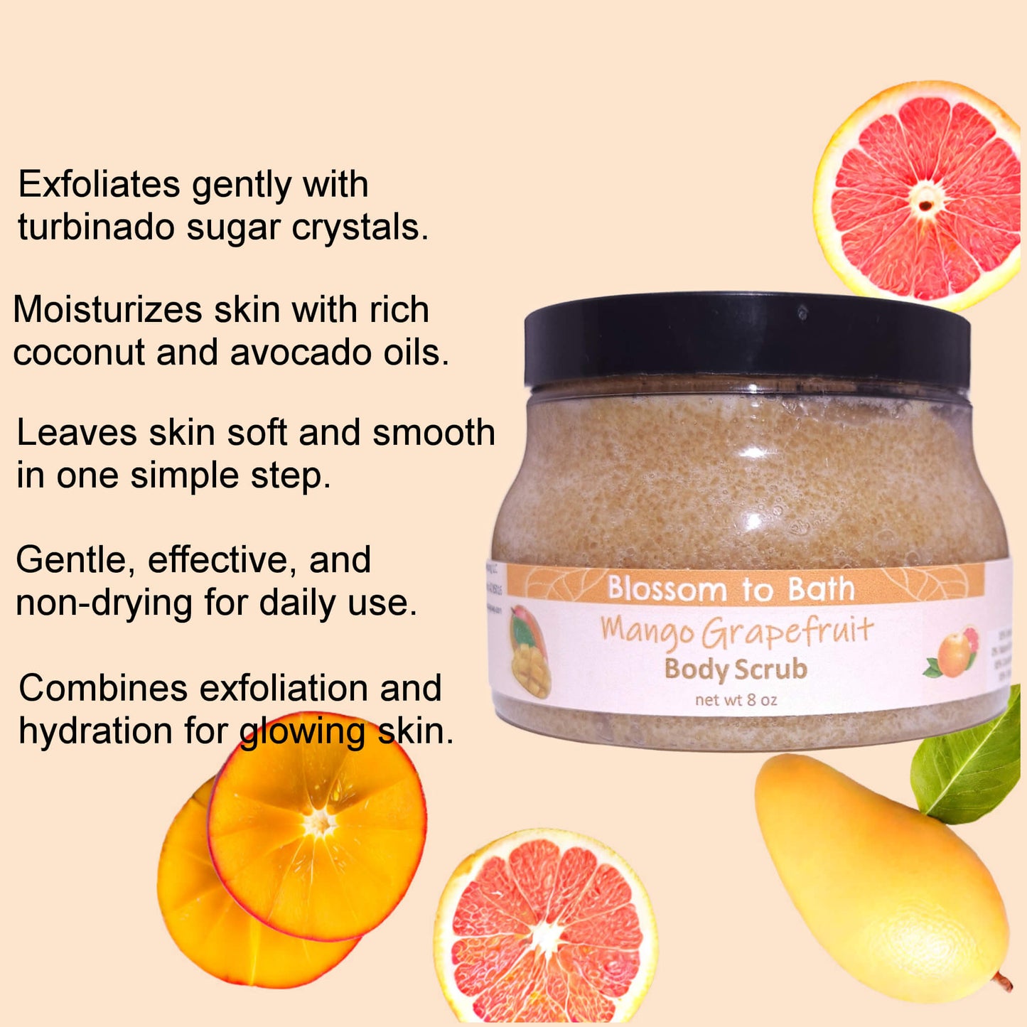 Mango Grapefruit Body Scrub (8 Ounce) - Natural Fragrance