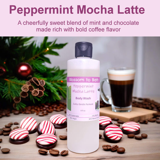 Peppermint Mocha Latte Body Wash (8 Ounce) - Phthalate Free Fragrance