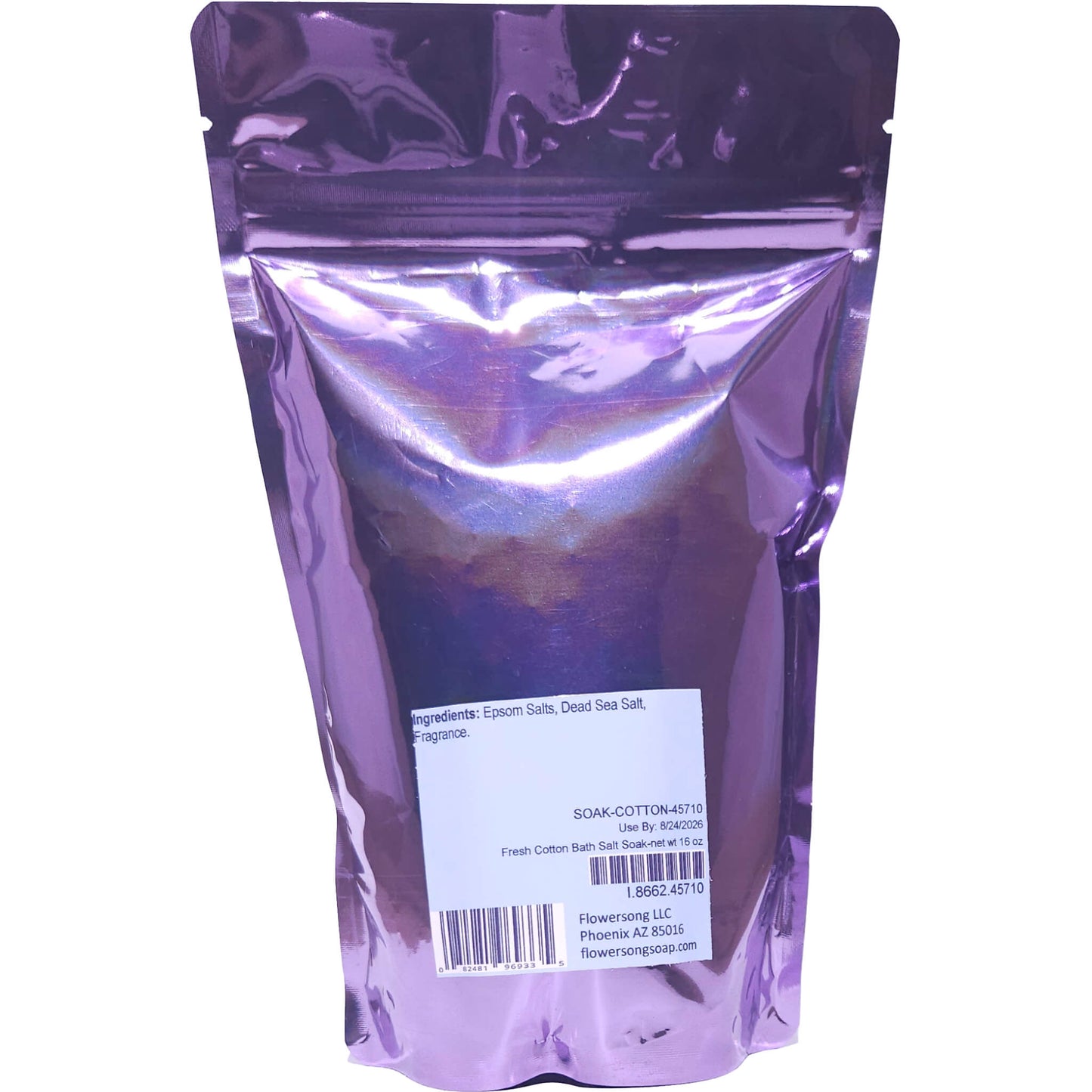 Fresh Cotton Bath Salt Soak (16 ounce) - Phthalate Free Fragrance