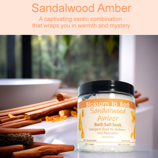 Sandalwood Amber Bath Salt Soak (8 ounce) - Phthalate Free Fragrance