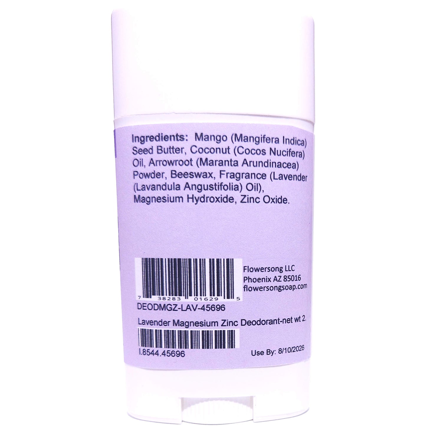 Lavender Magnesium Zinc Deodorant (2.7 ounce) - Pure Essential Oil Fragrance