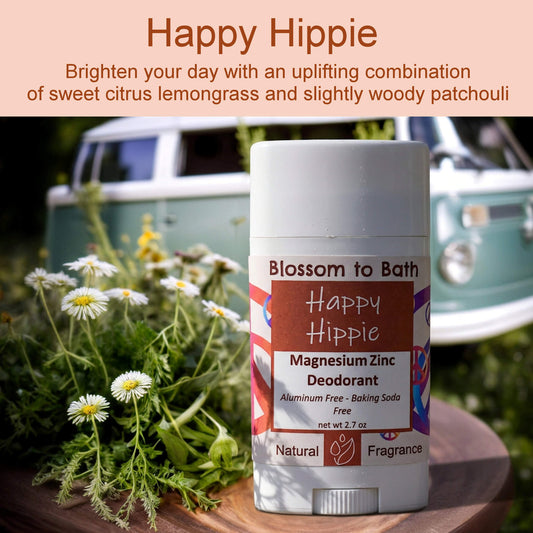 Happy Hippie Magnesium Zinc Deodorant (2.7 ounce) - Pure Essential Oil Fragrance