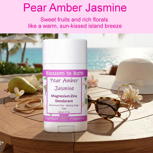 Pear Amber Jasmine Magnesium Zinc Deodorant (2.7 ounce) - Phthalate Free Fragrance