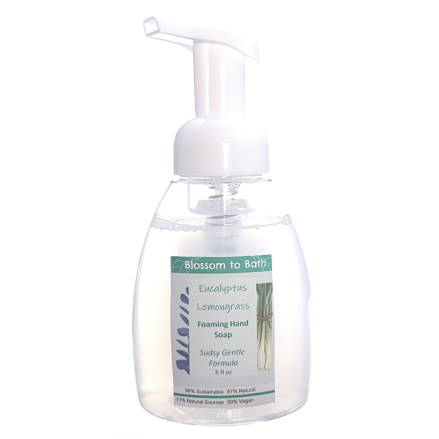 Buy Blossom to Bath Eucalyptus Lemongrass Foaming Hand Soap from Flowersong Soap Studio. Clean Hands Without Drying In A Convenient Herbal Lemon Scented Foaming Pump . Fresh, sweet herbally clean scent of lemongrass and bracing Eucalyptus.
