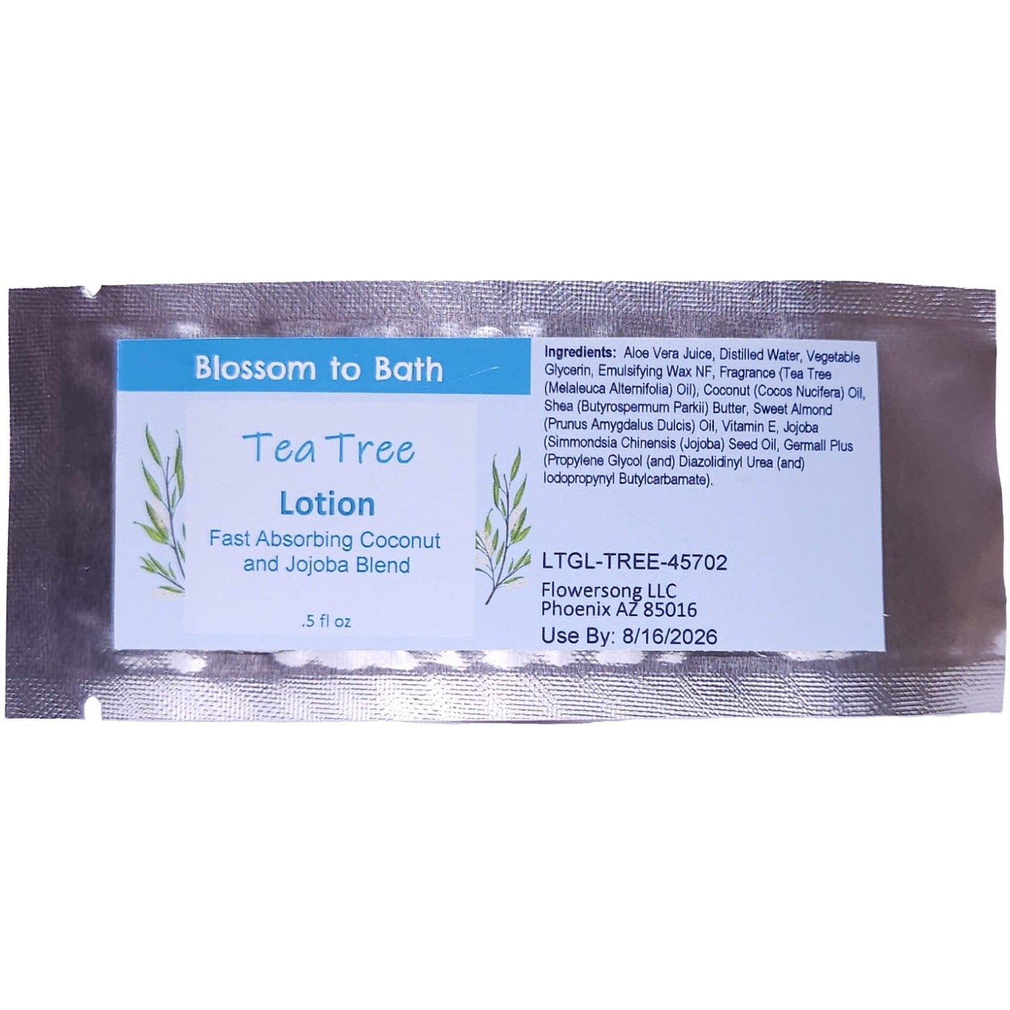 Buy Blossom to Bath Tea Tree Lotion from Flowersong Soap Studio. Daily Use Lotion with a Tea Tree Scent that Soaks in Quickly to Soften and Smooth Skin . Tea tree's fresh fragrance embodies a deep down clean.