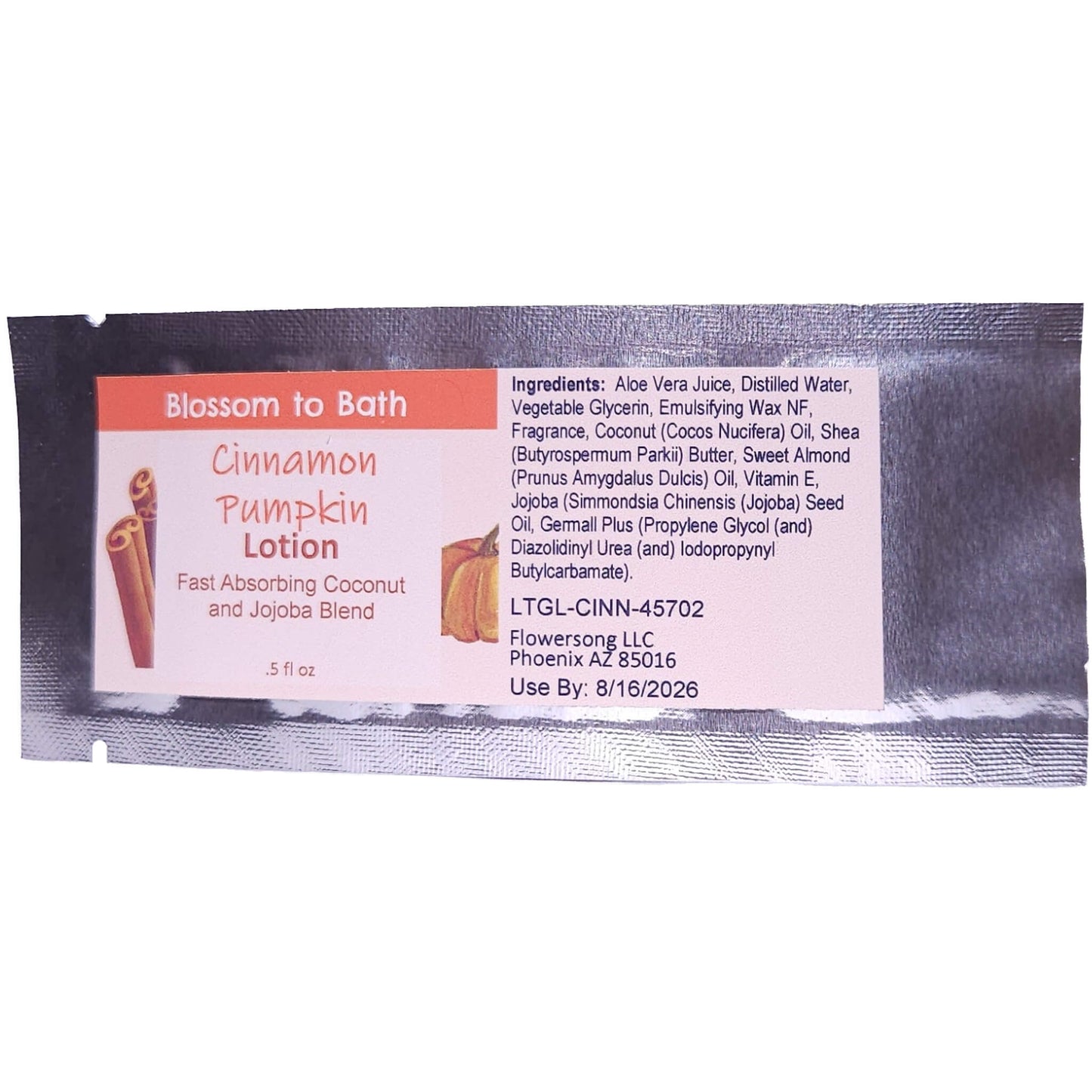 Buy Blossom to Bath Cinnamon Pumpkin Lotion from Flowersong Soap Studio. Daily Use Lotion with a Sweet Cinnamon Pumpkin Scent that Soaks in Quickly to Soften and Smooth Skin . An engaging, cheerful scent filled with sweet vanilla and warm spice.