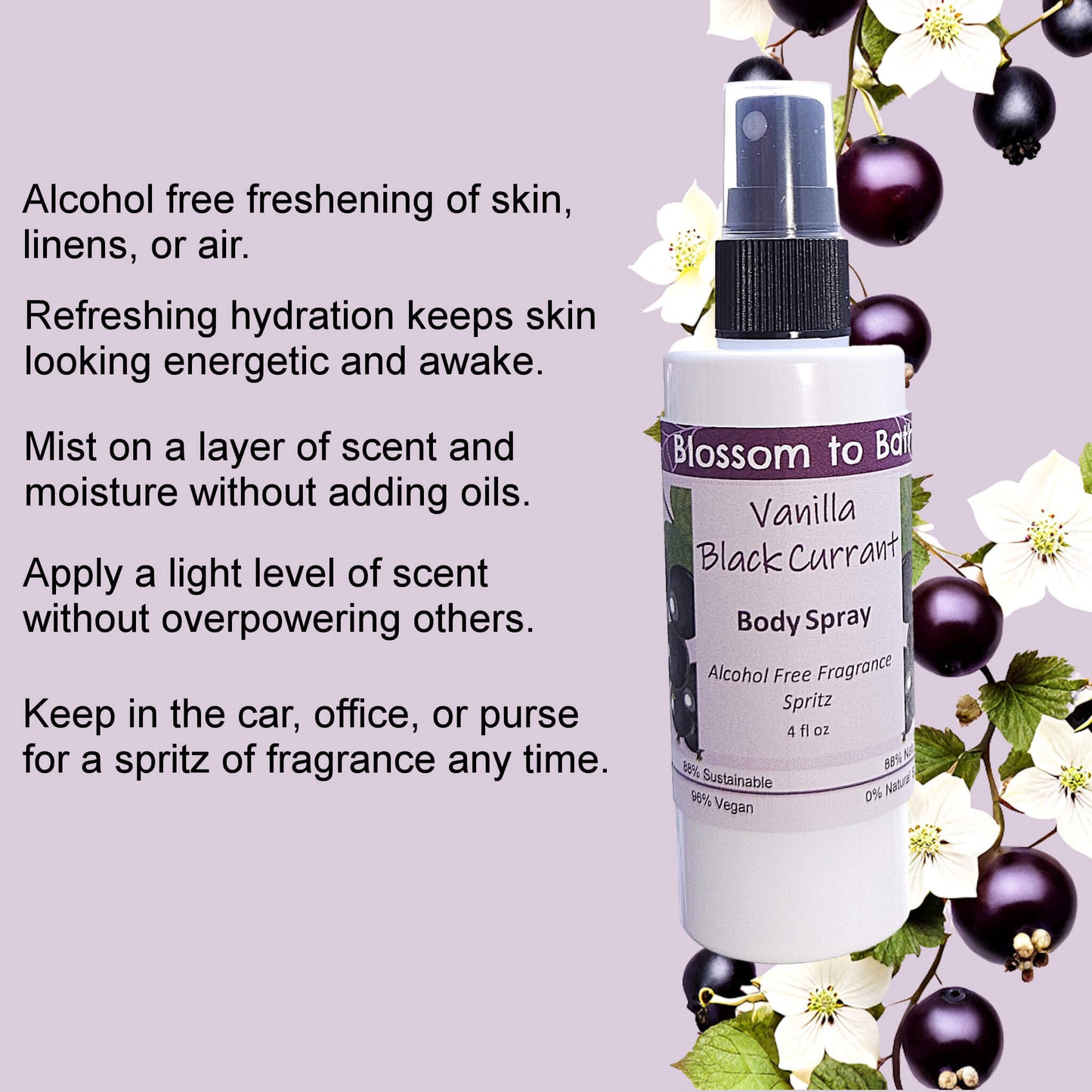 Vanilla Black Currant Body Spray (4 Ounce) - Natural Fragrance