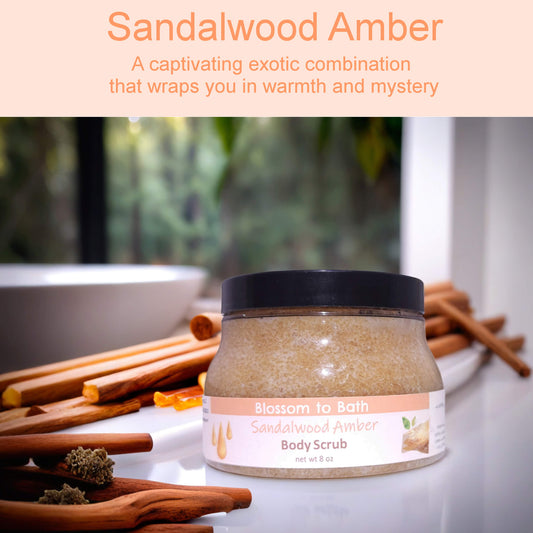 Sandalwood Amber Body Scrub (8 Ounce) - Phthalate Free Fragrance