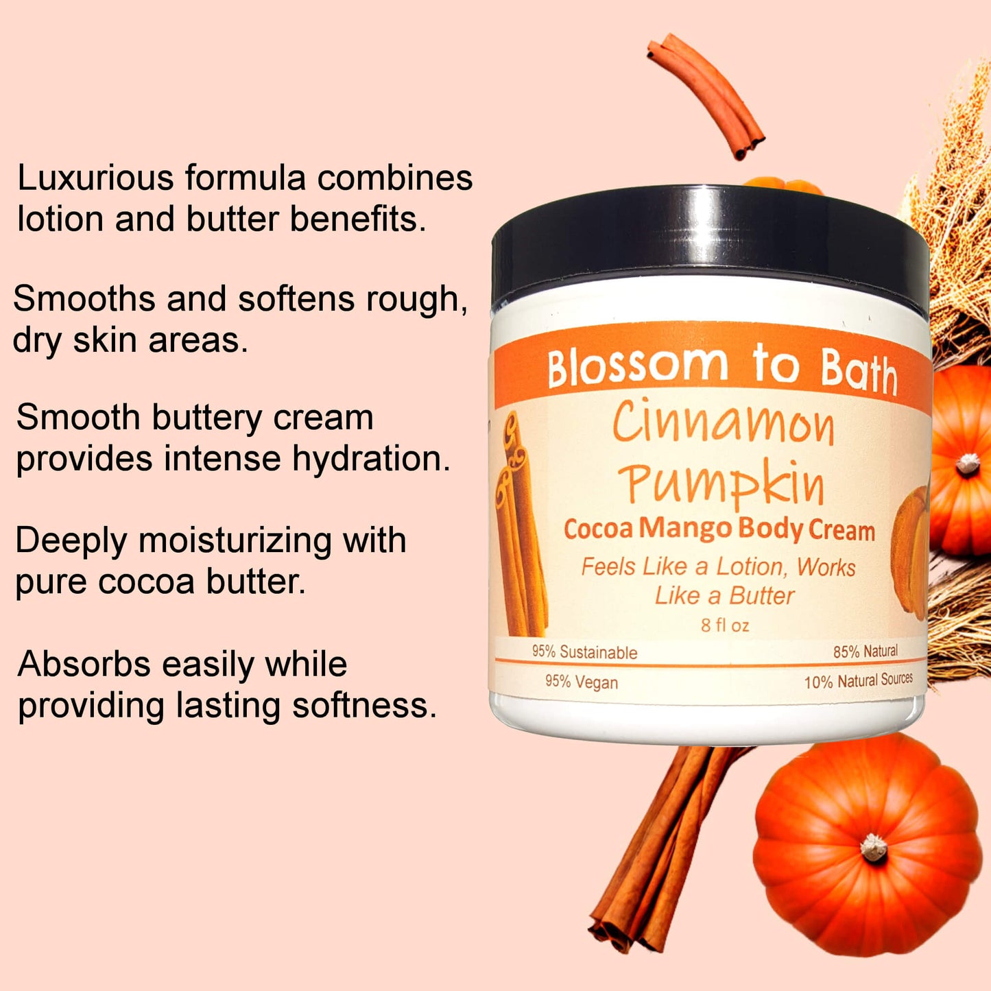 Cinnamon Pumpkin Cocoa Mango Body Cream (8 Ounce) - Phthalate Free Fragrance