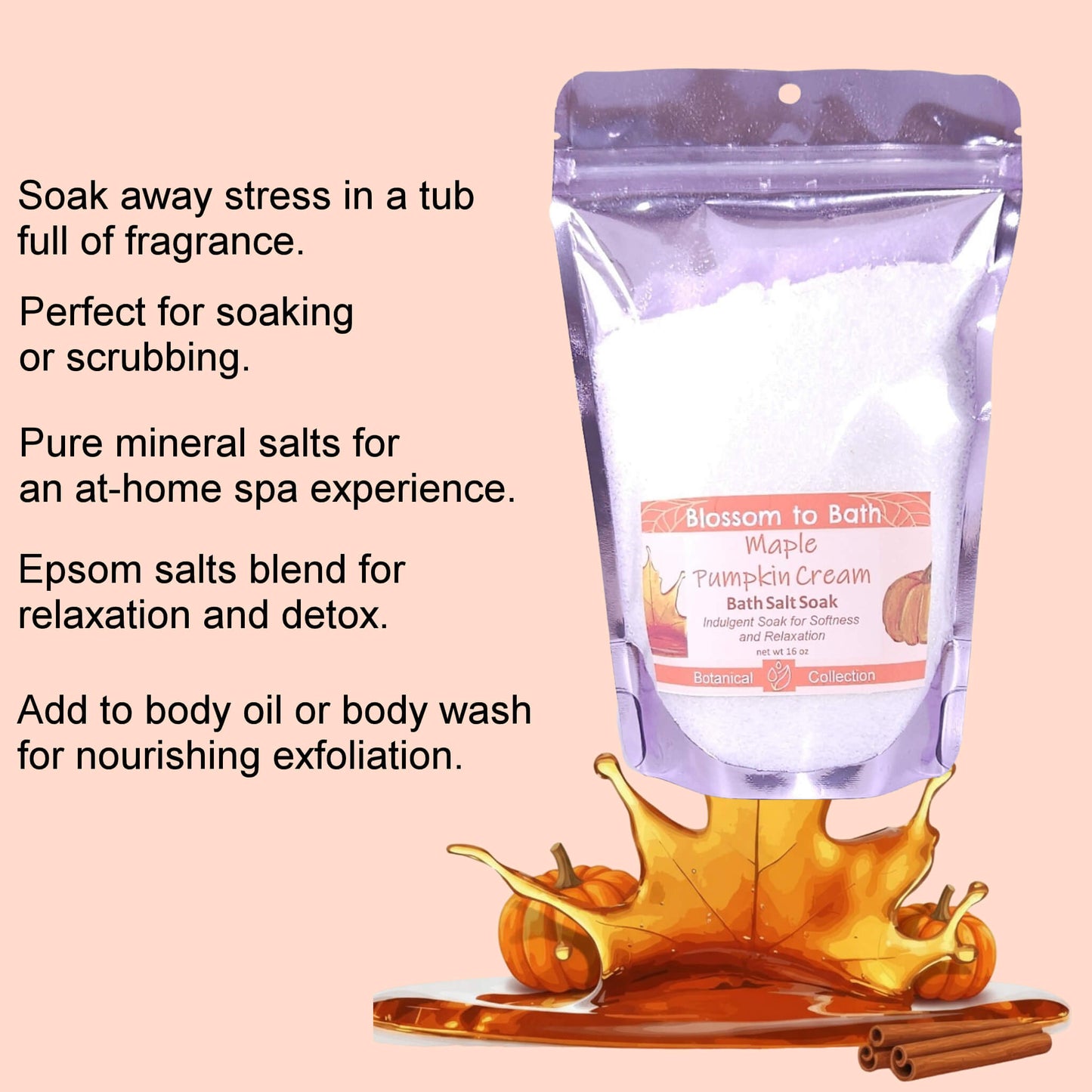 Maple Pumpkin Cream Bath Salt Soak (16 ounce) - Natural Fragrance