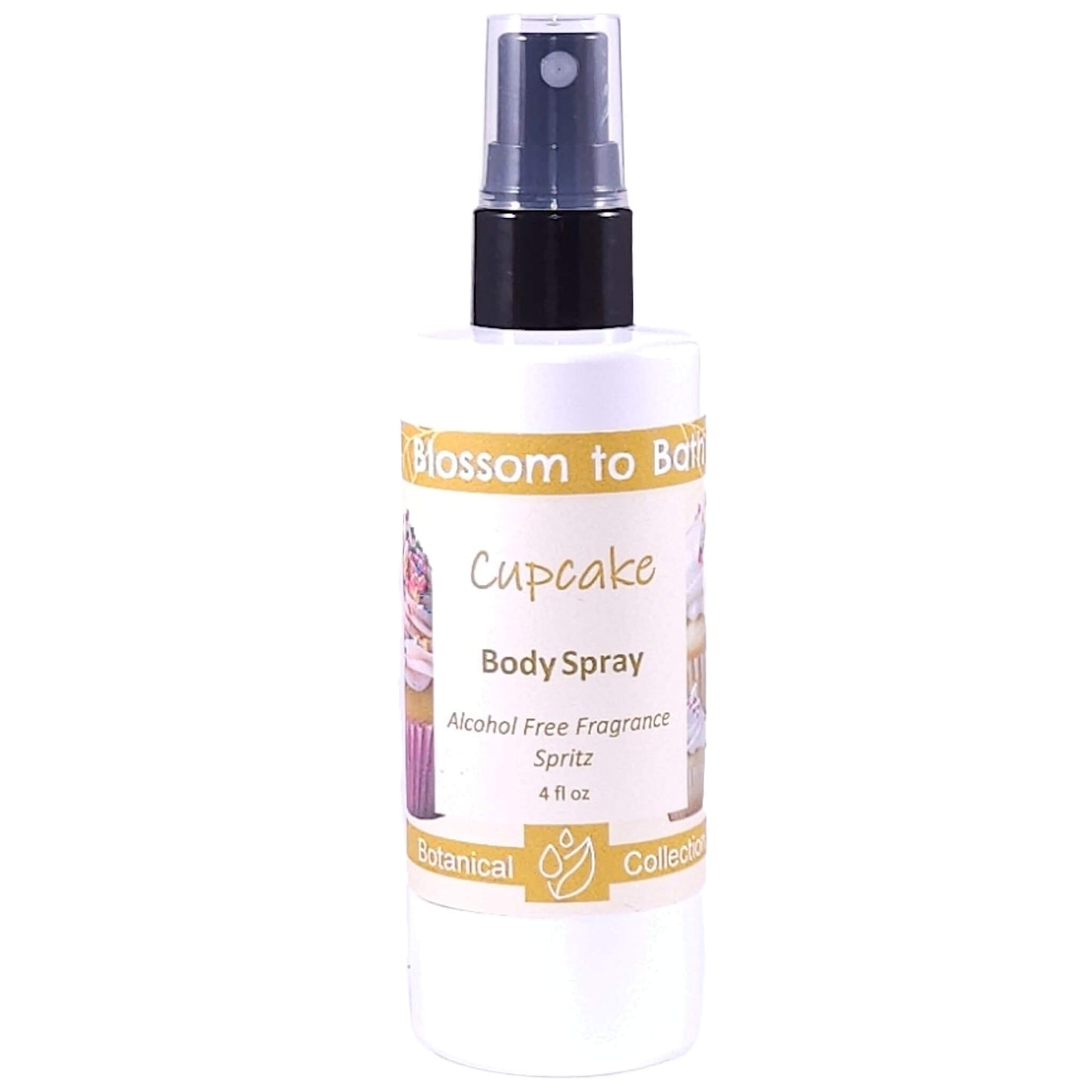 Buy Blossom to Bath Cupcake Body Spray from Flowersong Soap Studio. Alcohol Free Body Spray for Vanilla Cupcake Scented Freshening of Skin, Linens, or Air . The essence of a vanilla buttercream frosted bakery fresh cupcake.