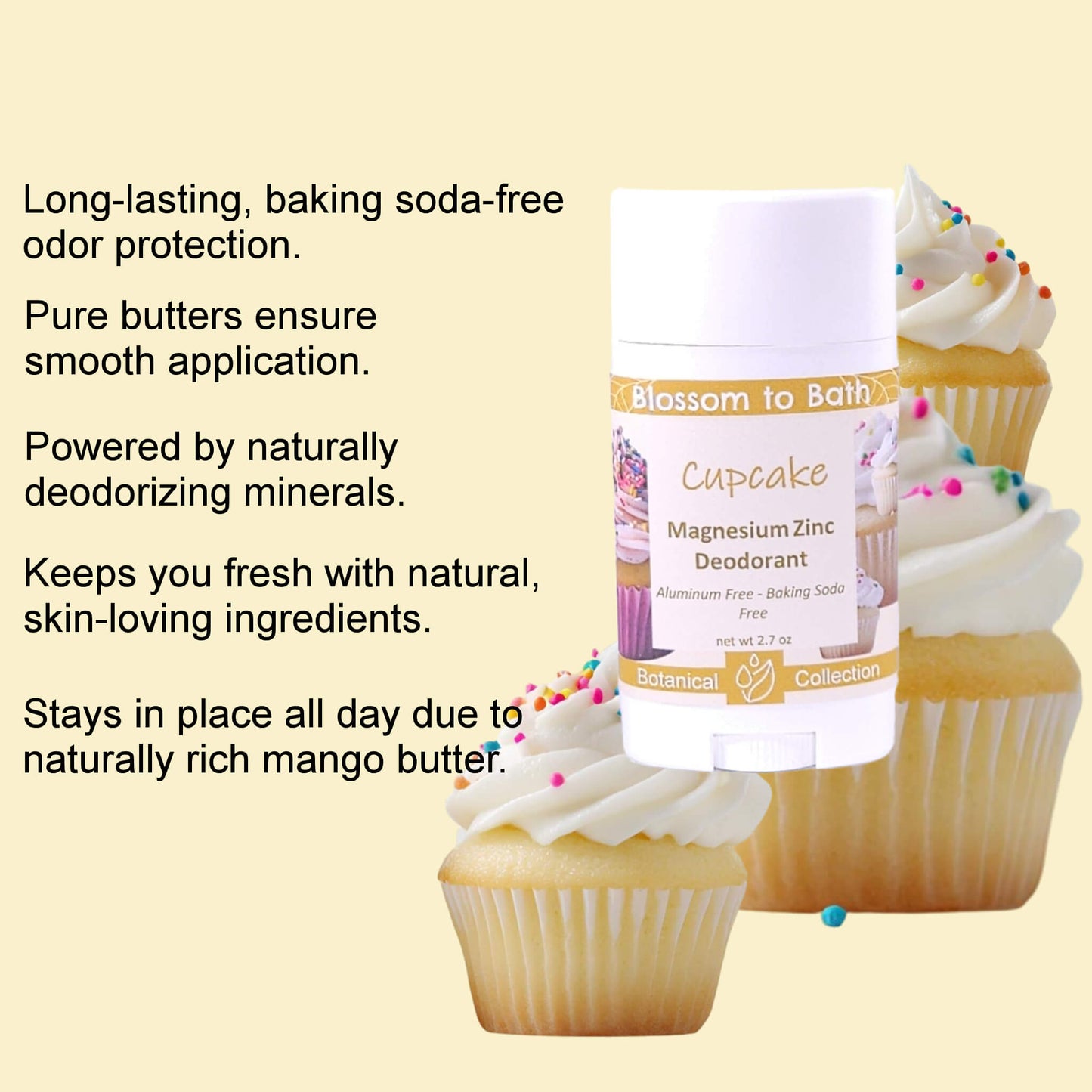 Cupcake Magnesium Zinc Deodorant (2.7 ounce) - Natural Fragrance