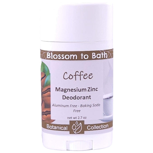 Buy Blossom to Bath Coffee Magnesium Zinc Deodorant from Flowersong Soap Studio.   Natural Deodorant Protection with a Long Lasting Luxury Fresh Brewed Coffee Scent Made from Pure Botanicals and Butters .  Dark roast coffee laced with hints of cream and sugar.