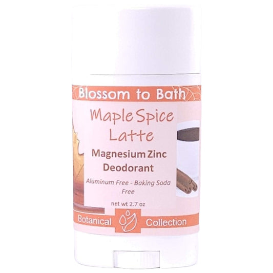 Buy Blossom to Bath Maple Spice Latte Magnesium Zinc Deodorant from Flowersong Soap Studio.   Natural Deodorant Protection with a Long Lasting Luxury Sweet Spice and Coffee Scent Made from Pure Botanicals and Butters .  A creamy blend of maple spice and roasted coffee that smells like a cozy fall latte. Sweet, warm, and bakery-inspired — it’s the scent of autumn comfort in a cup.