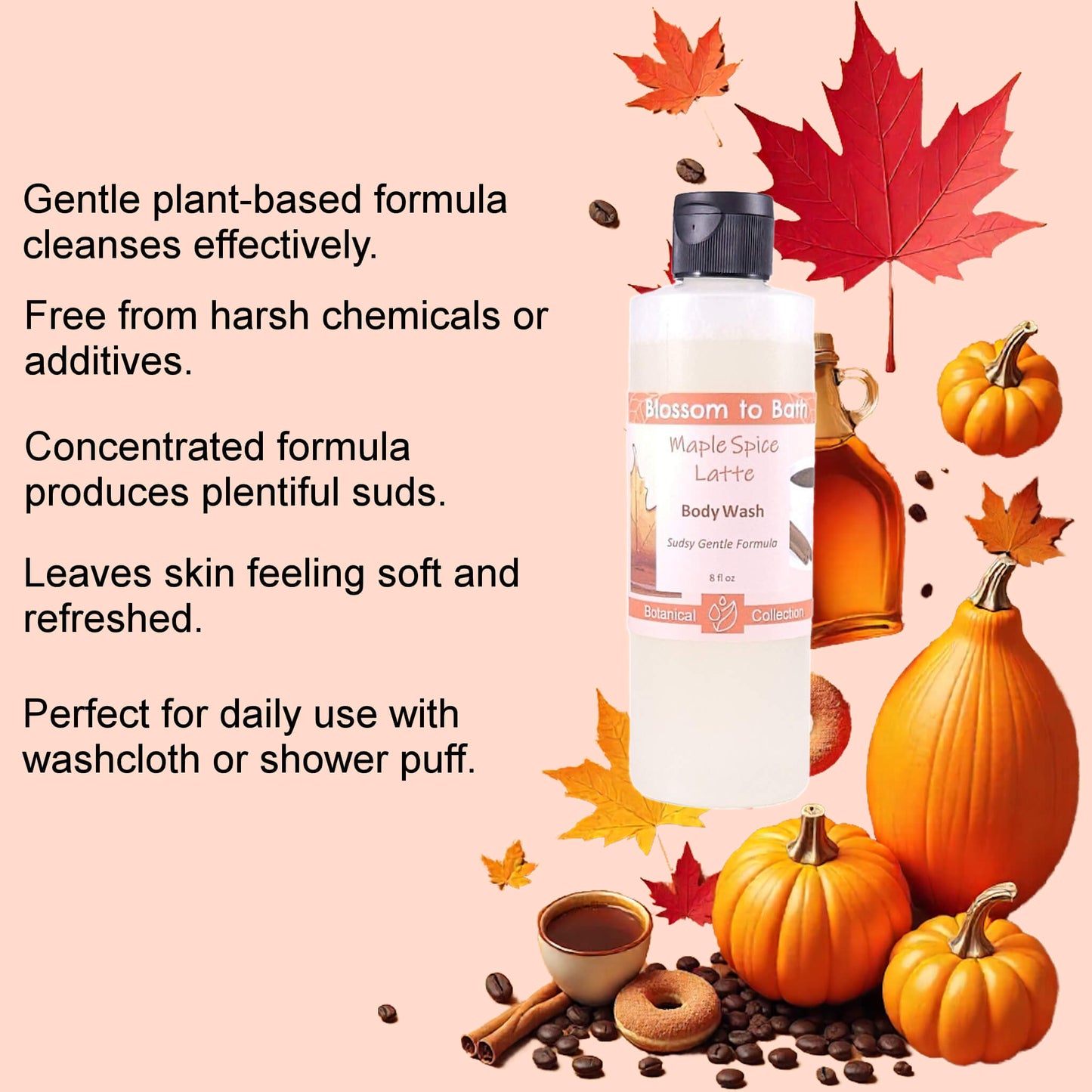 Maple Spice Latte Body Wash (8 Ounce) - Natural Fragrance